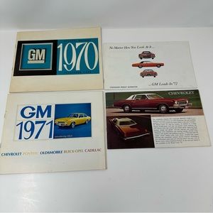 Vintage GM 1970, 1971, 1972 and 1973 Color Catalog Booklet Brochure Set of 4